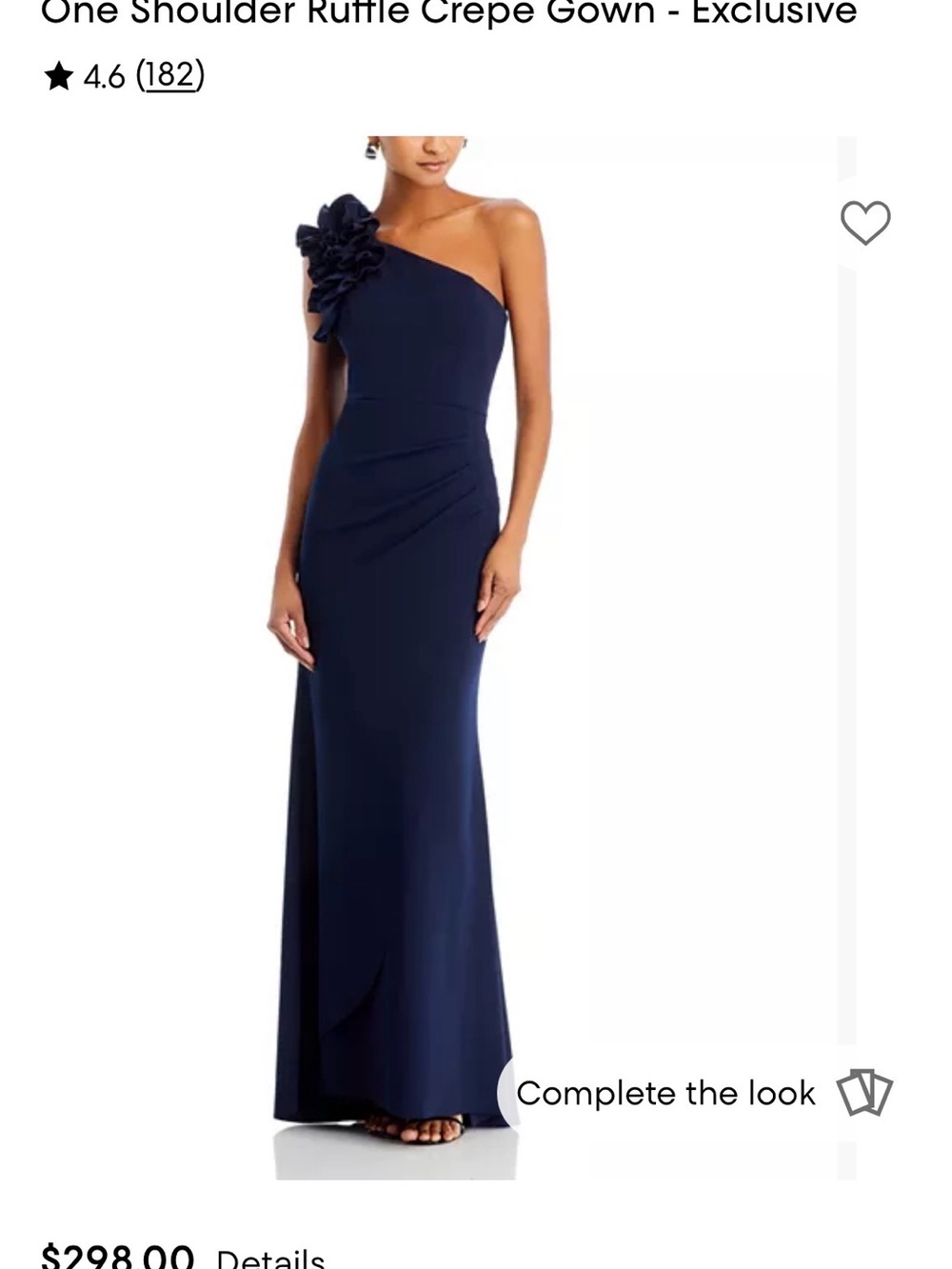 Aqua One-Shoulder Navy Ruffle Gown